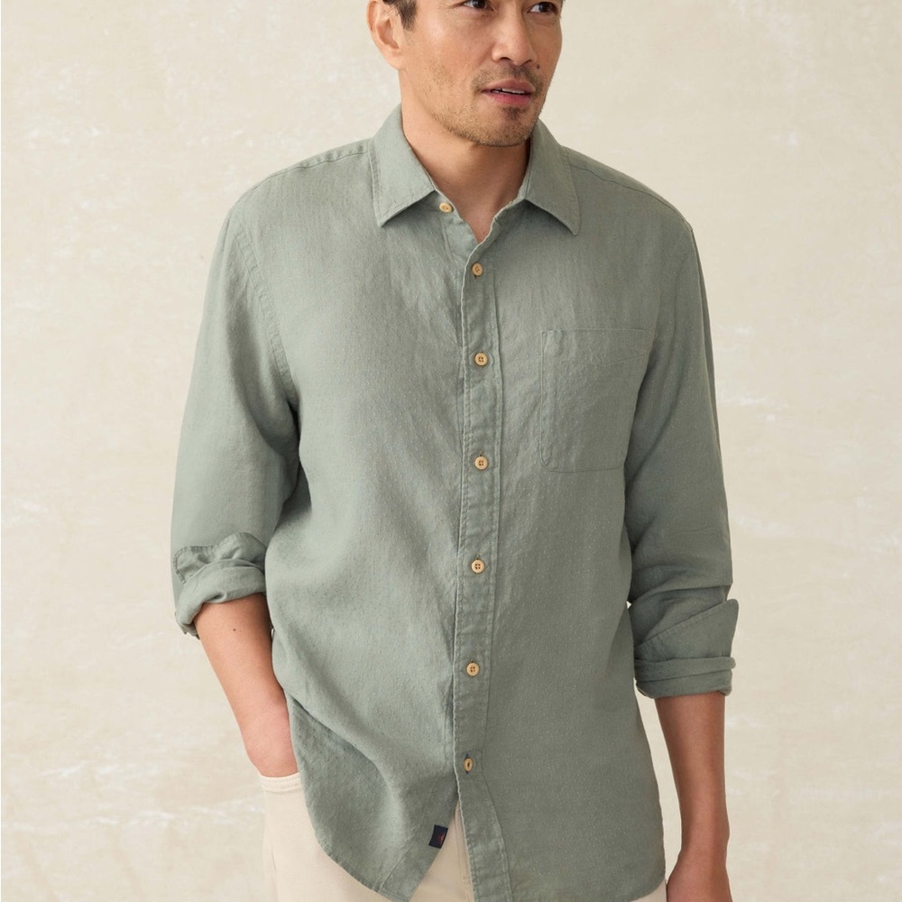 Faherty Sage Green Button Down Shirt